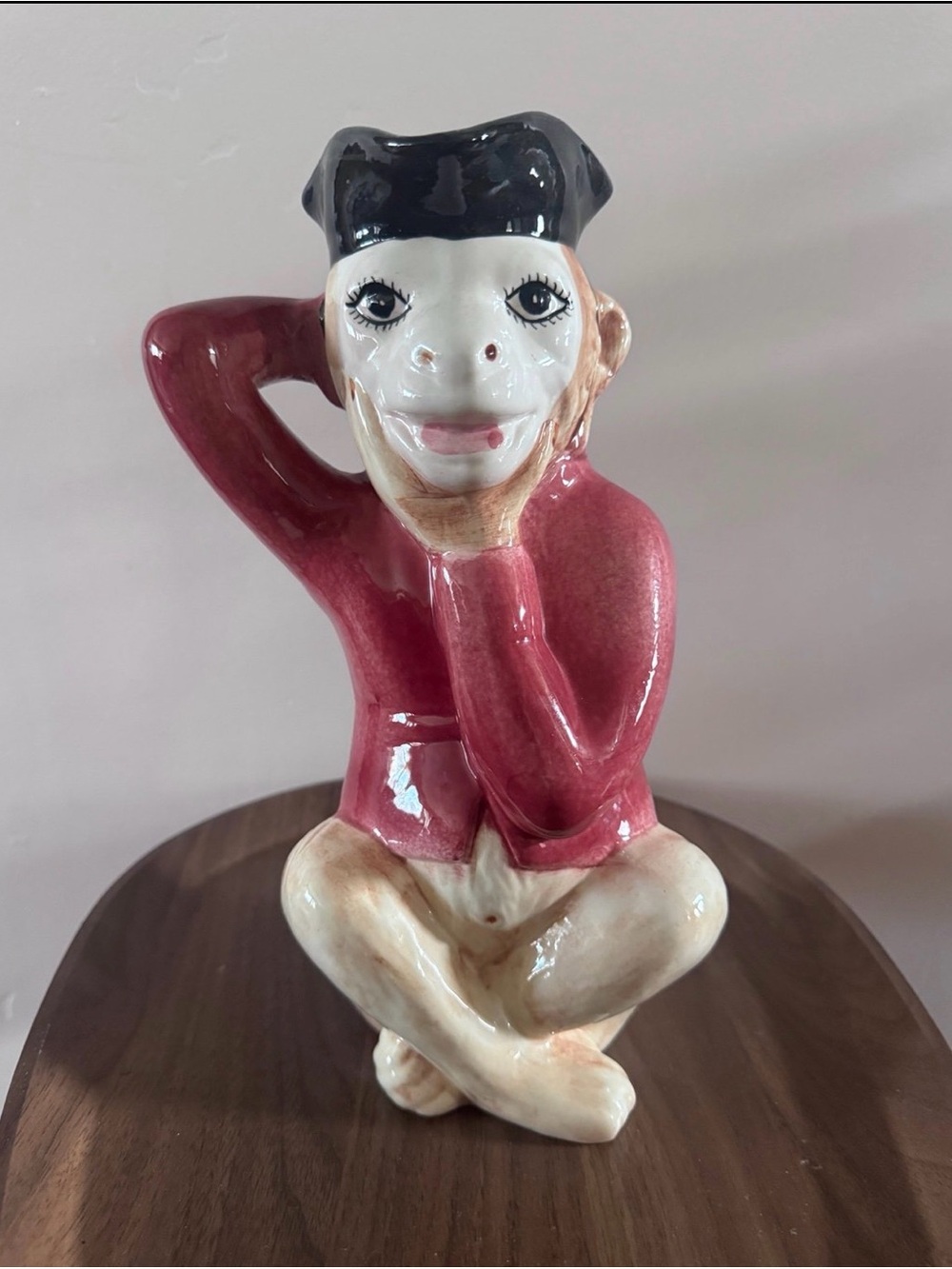 Vintage Olfaire Portugal Majolica Ceramic Monkey Pitcher